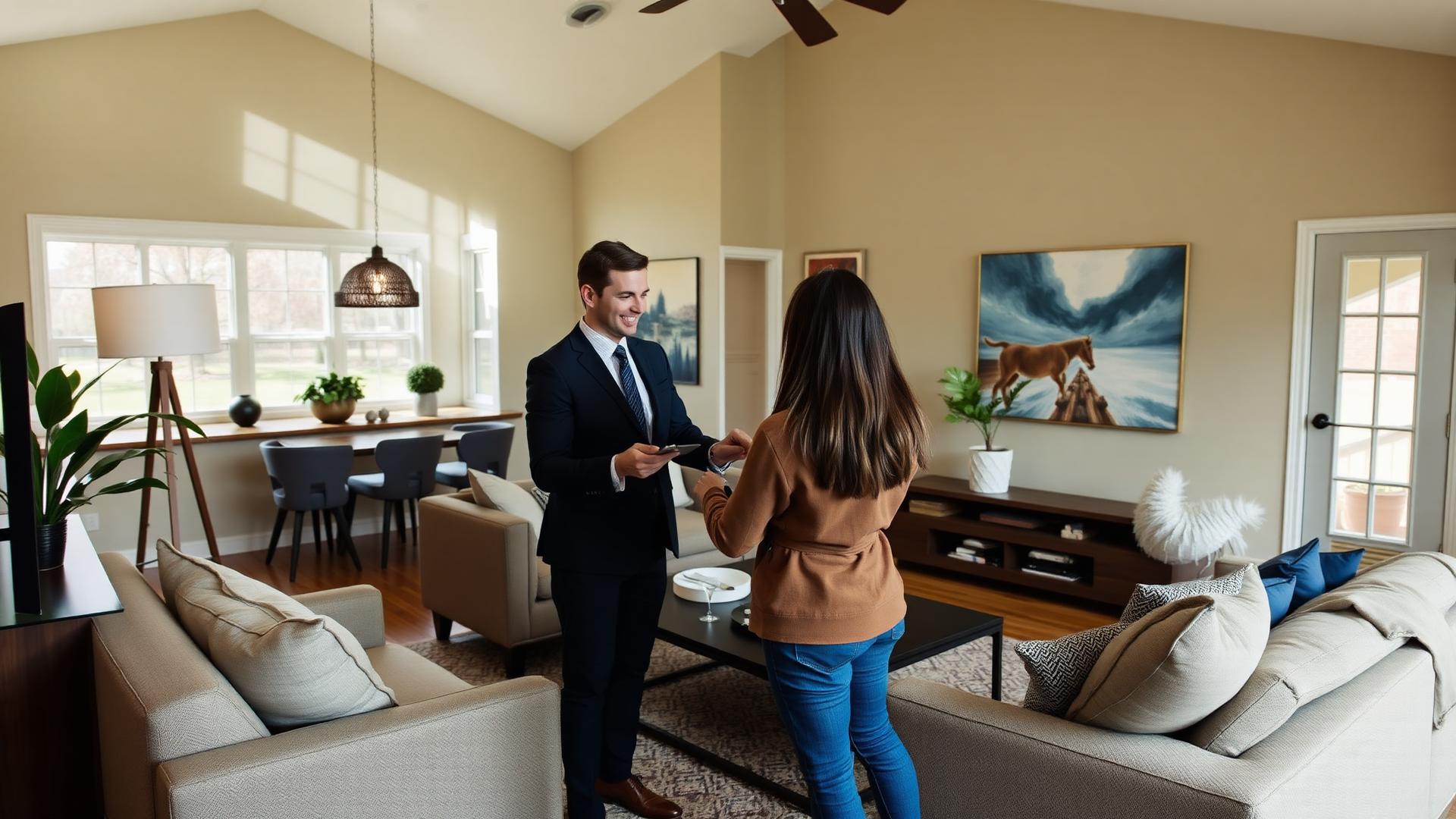 SMPL Realty agent presenting a beautifully staged home for sale in Saint Louis